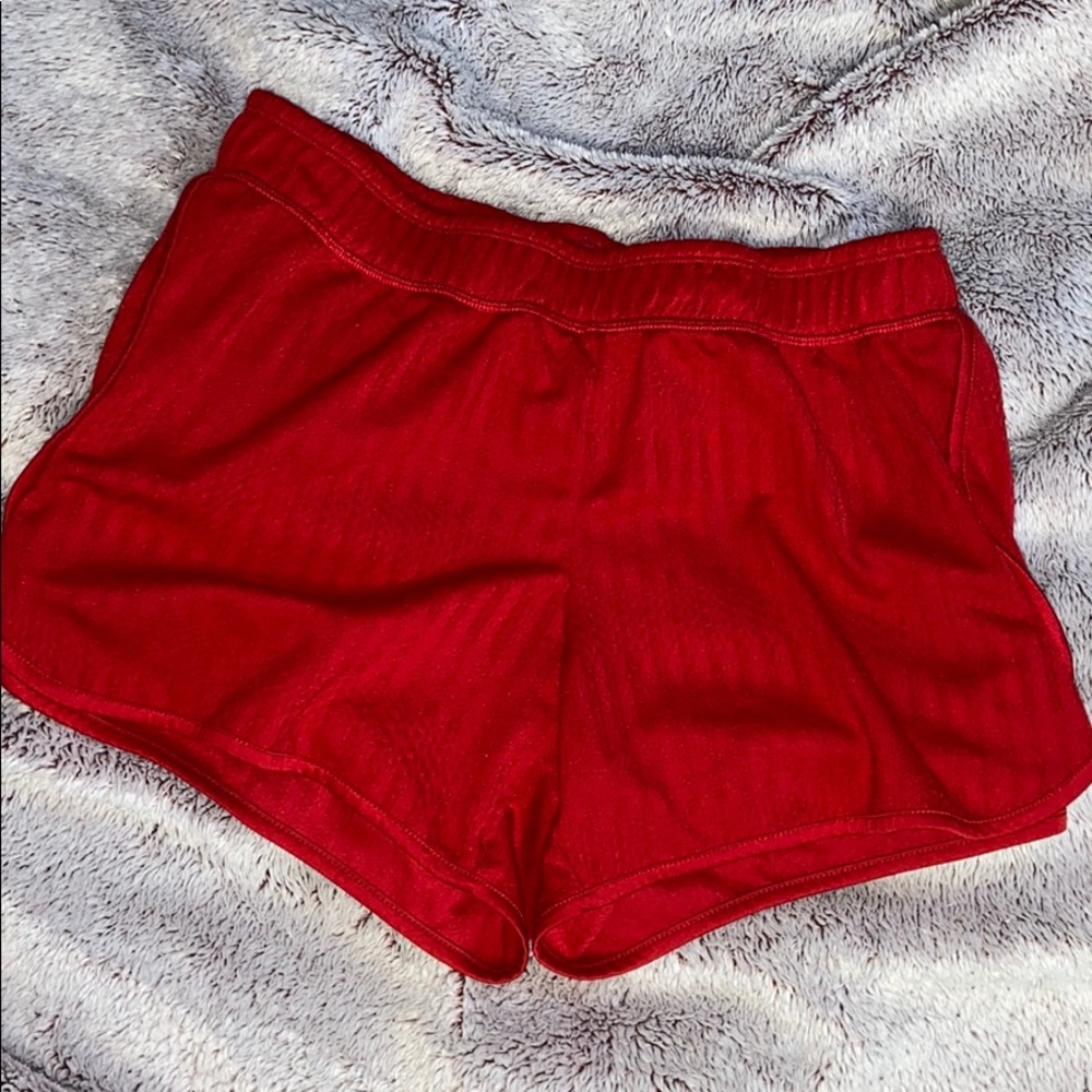 Red athletic shorts